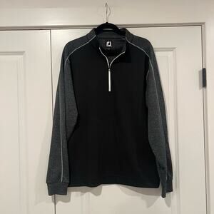 Footjoy Men's Grey and Black Pullover‎ Quarter Zip Size Large